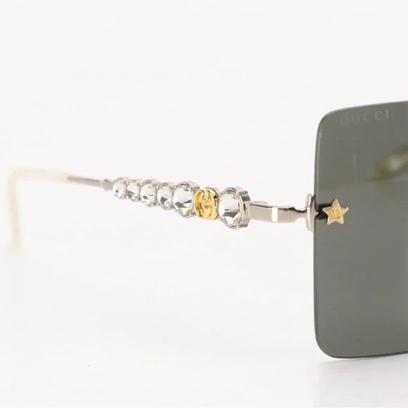 Gucci Square Sunglasses with Star Stud and Rhinestone Details with case - Picture 6 of 7